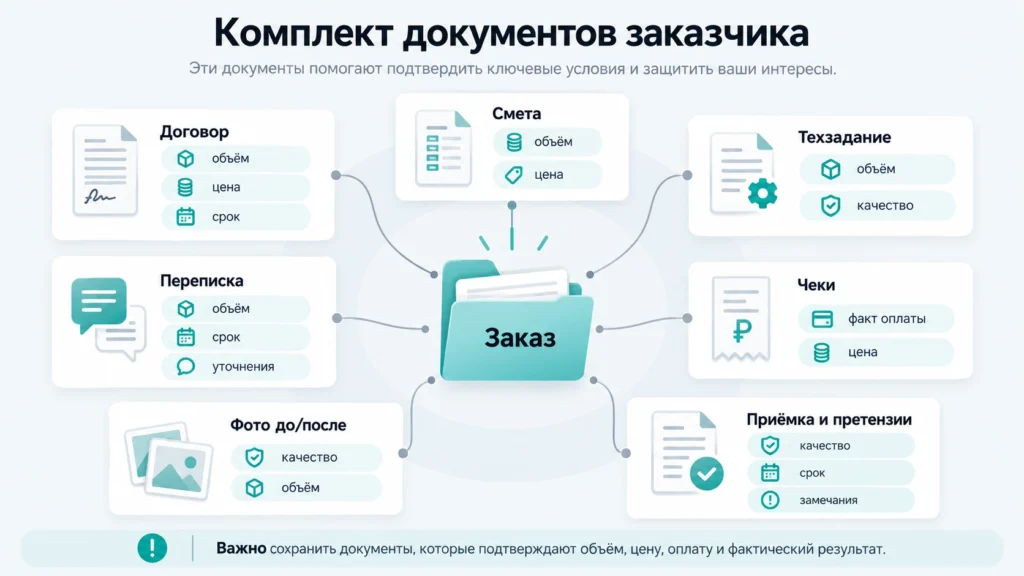 Документы и доказательства, которые стоит сохранить заказчику услуги