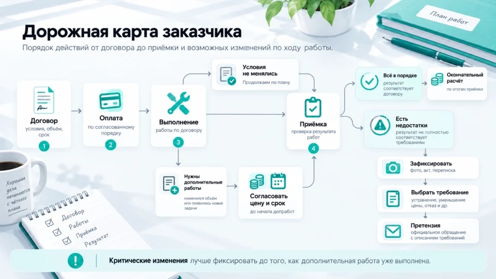 Порядок действий заказчика от подписания договора до приёмки услуги