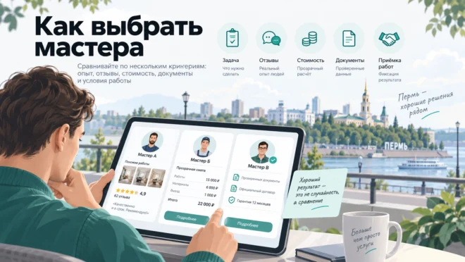 Сравнение мастеров по опыту, отзывам, цене и условиям работы
