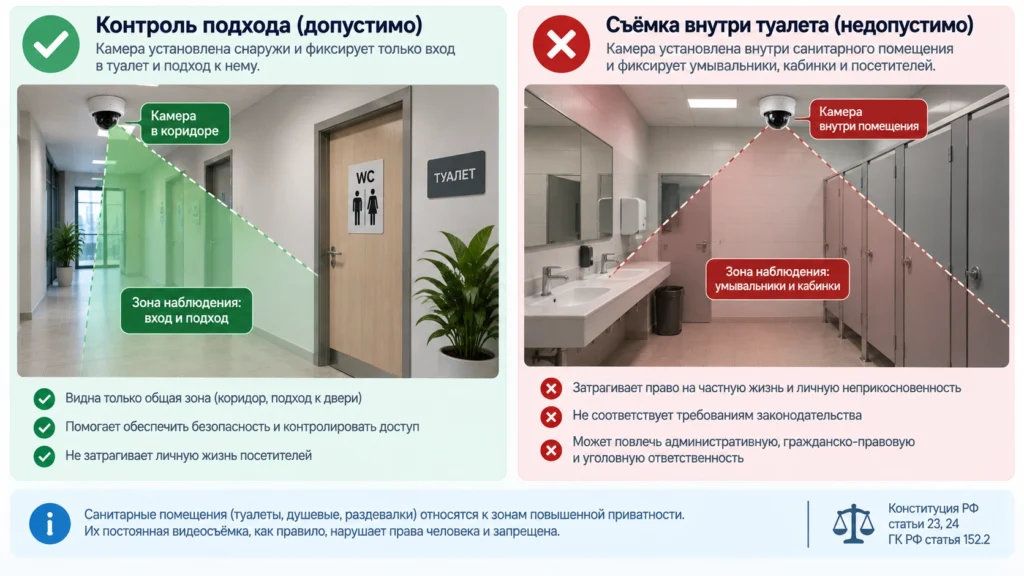 Разница между камерой перед туалетом и видеонаблюдением внутри