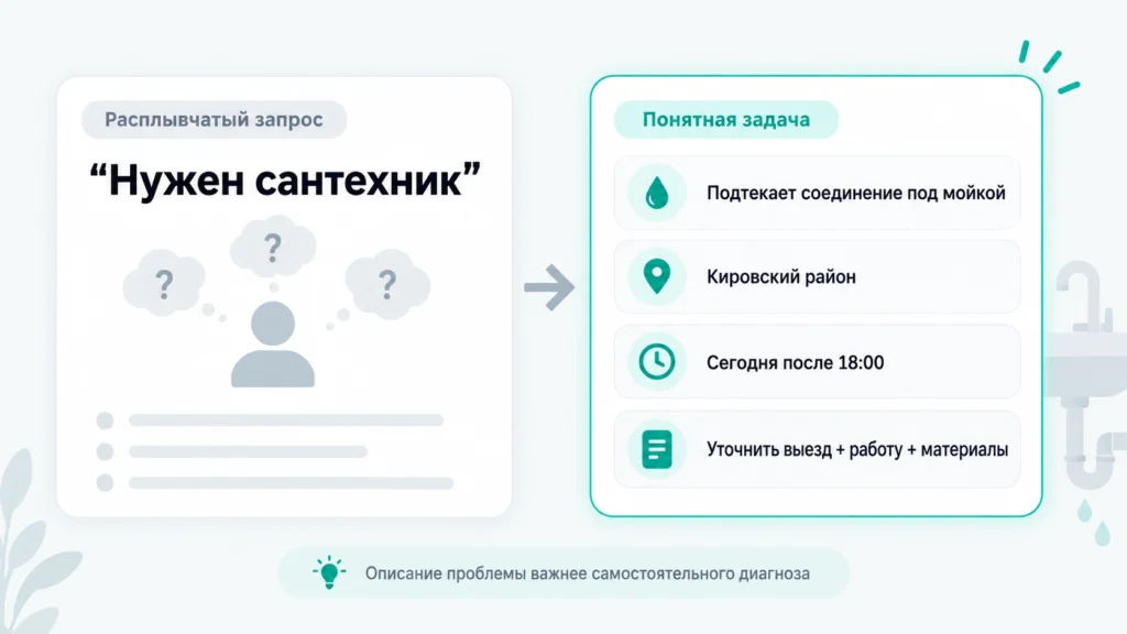 Пример точного описания задачи для поиска мастера.
