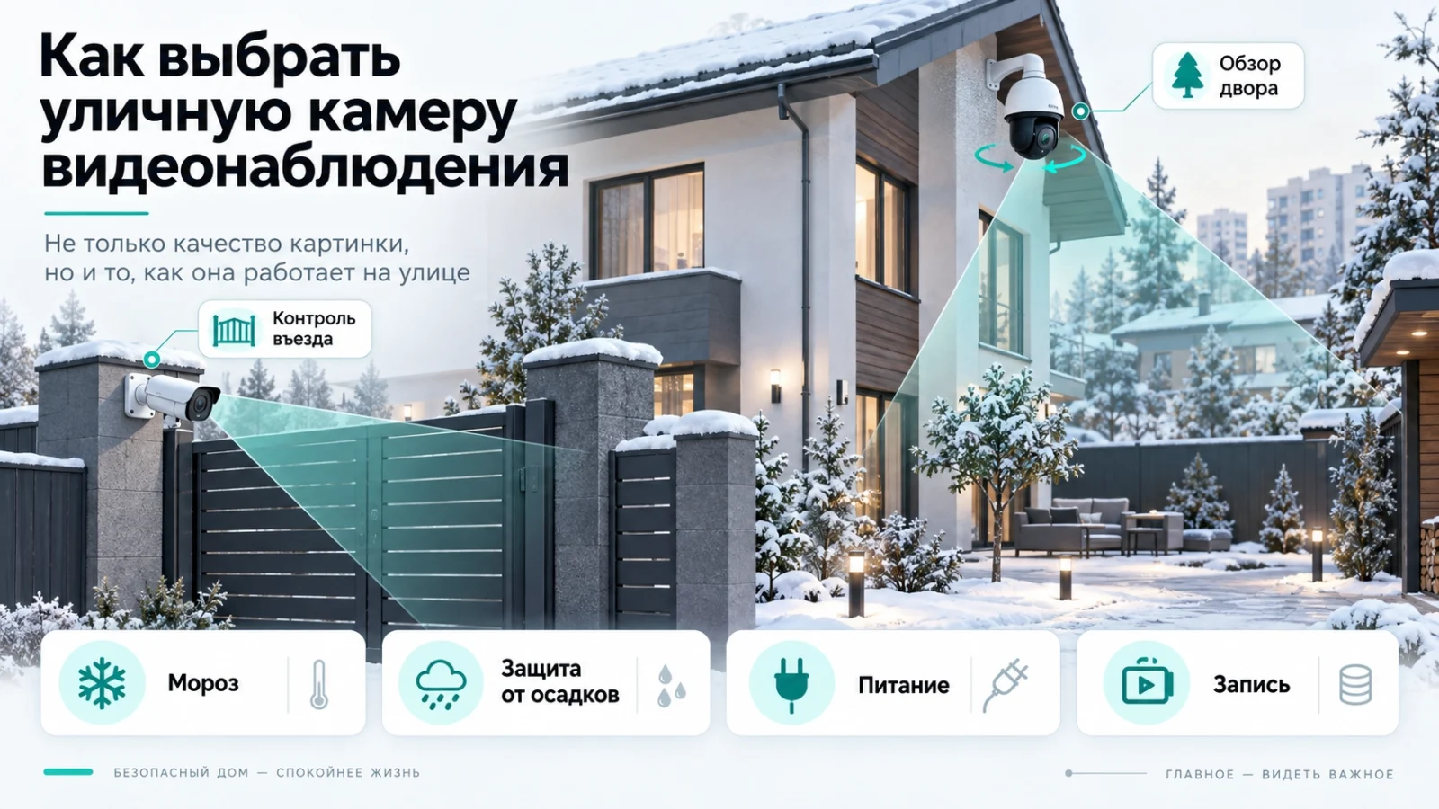 Уличные камеры видеонаблюдения на фасаде частного дома