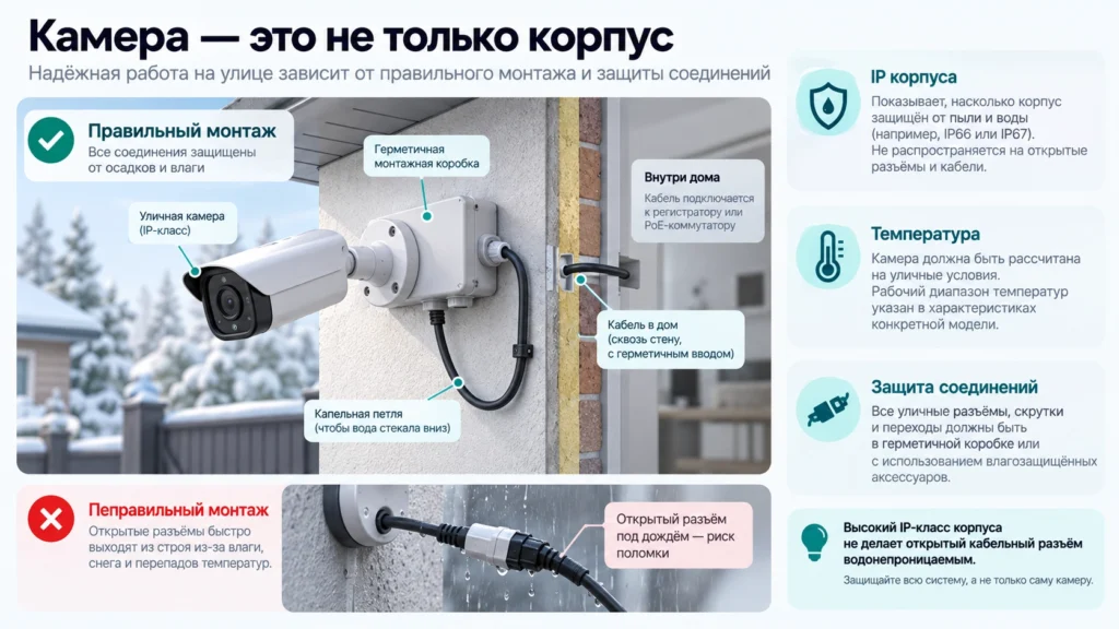 Правильная защита кабелей и соединений уличной камеры