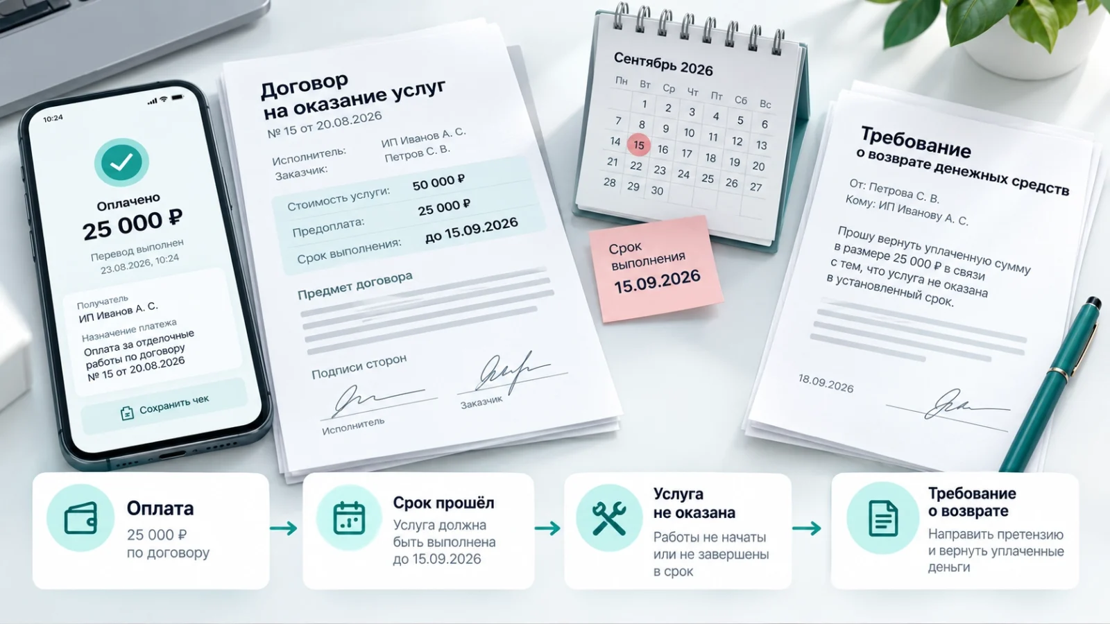 Возврат денег после оплаты неоказанной услуги