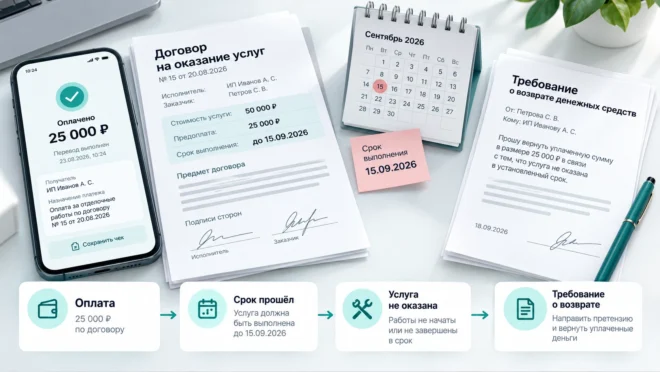 Возврат денег после оплаты неоказанной услуги