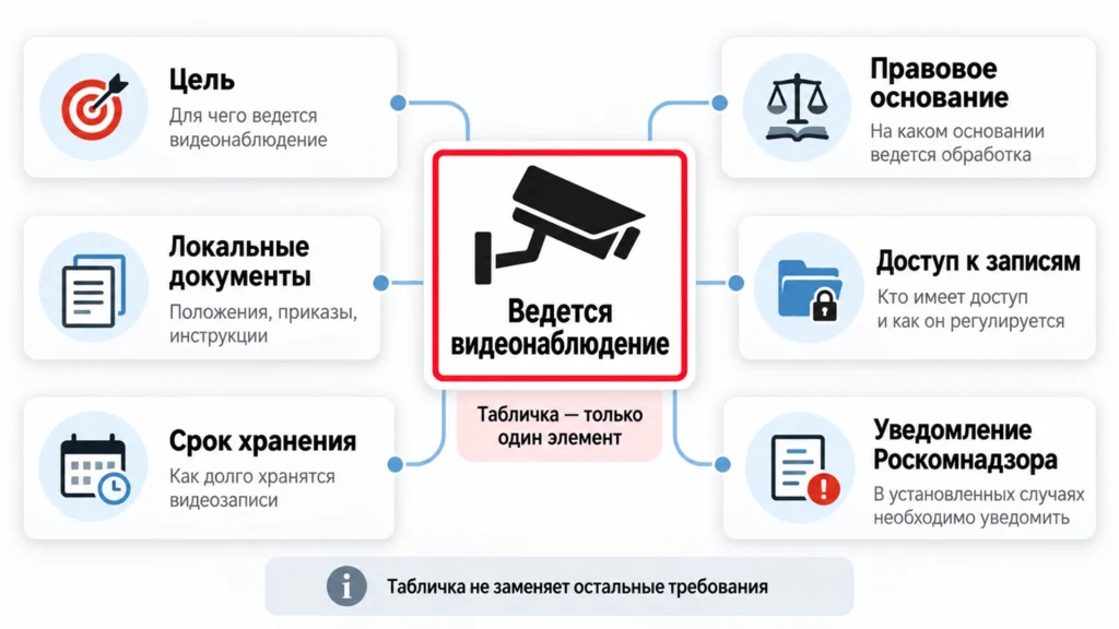 Требования к организации видеонаблюдения кроме информационной таблички